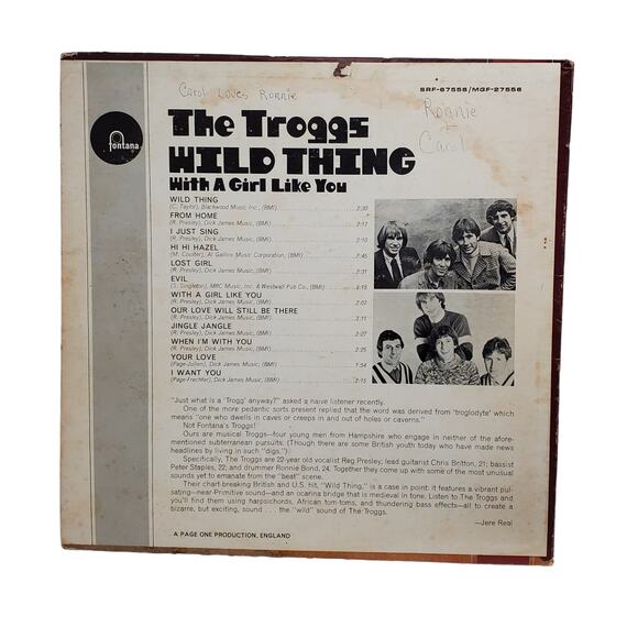 The Troggs Wild Thing LP Fontana Record MGF-27556 Original Insert - Picture 9 of 12